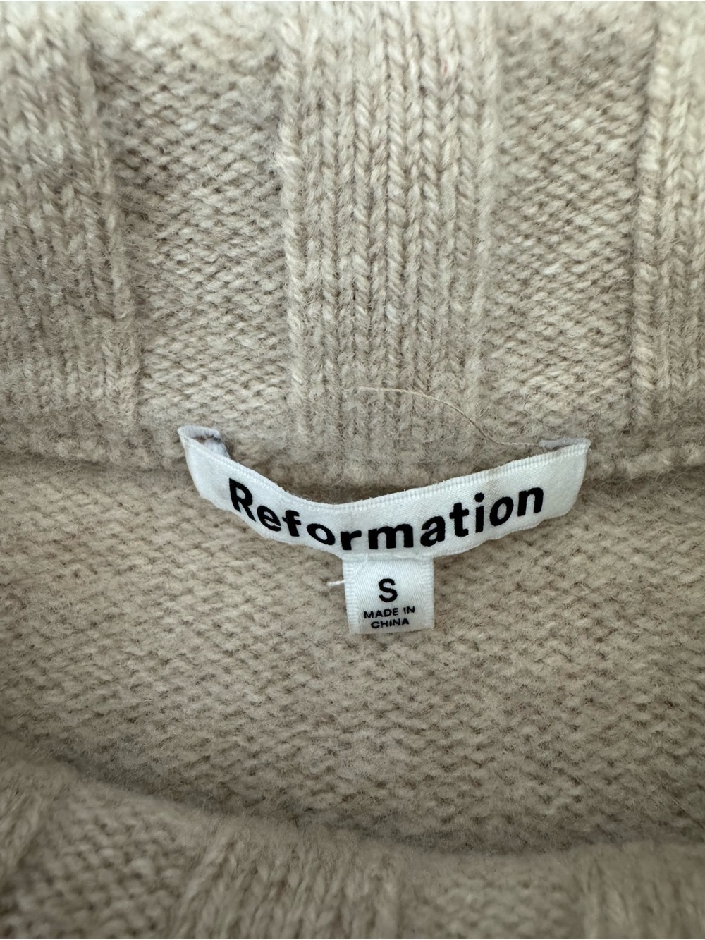 Reformation Brooke Striped Tan Black Cropped Merino Wool Sweater Sz S - Picture 6 of 8
